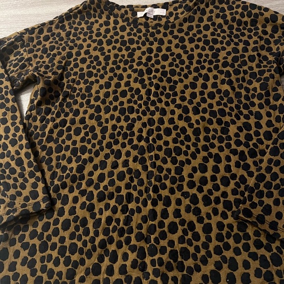 Loft Women’s Brown Black Animal Print Shirt Size Medium Petite - Picture 4 of 9